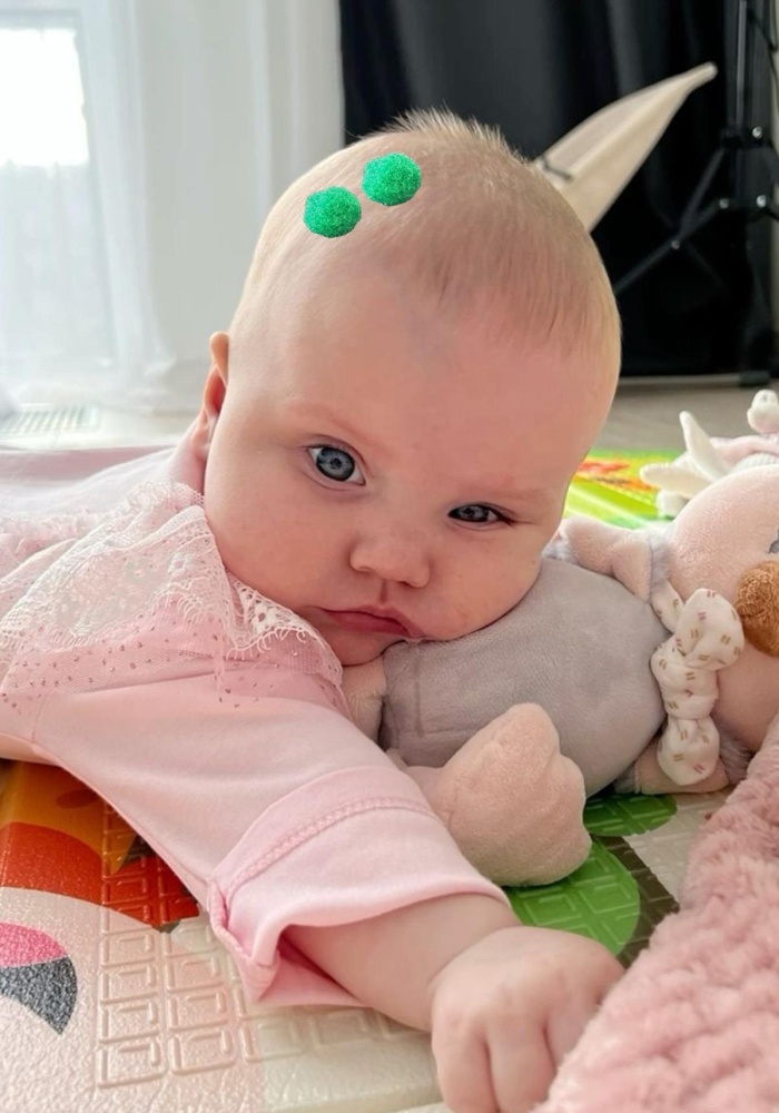 2li Yeşil Renk Ponponlu Saçsız Bebek Tokası