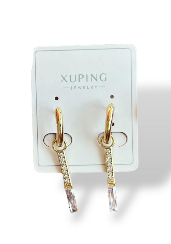 Altın Renk Taş Detaylı Çelik Xuping Küpe (Çift)