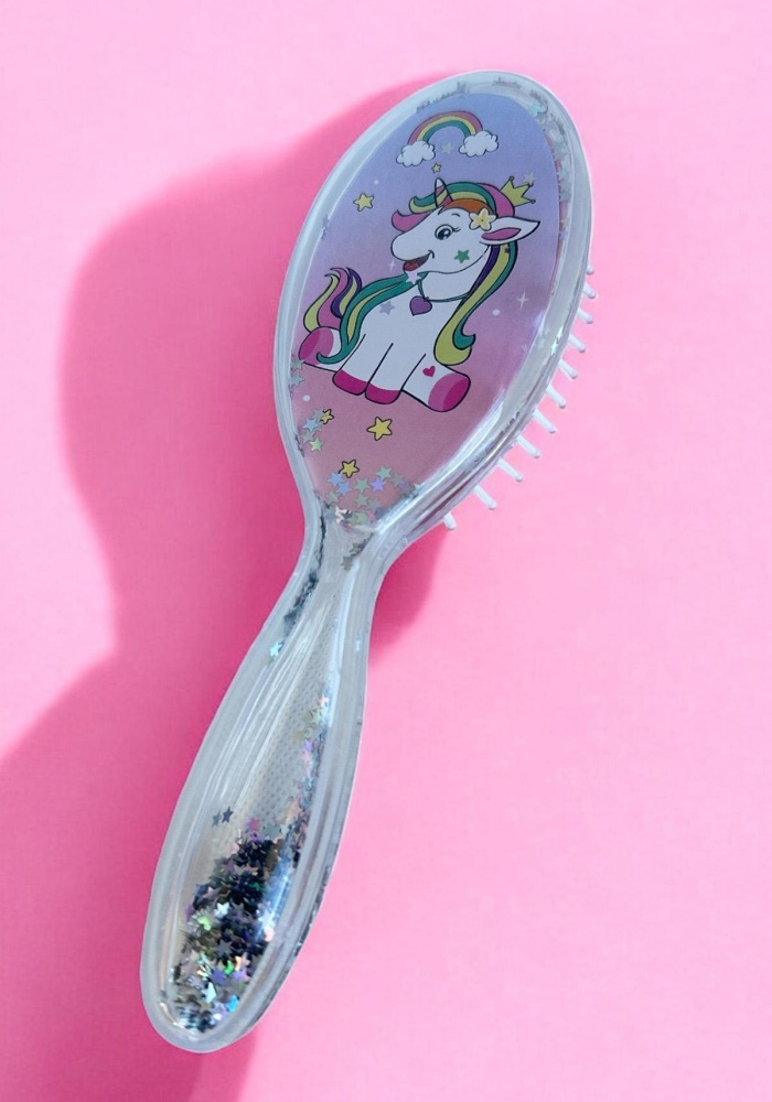 Karışık Renk Unicorn Figürlü Sim Detaylı Saç Fırçası/ Tarak