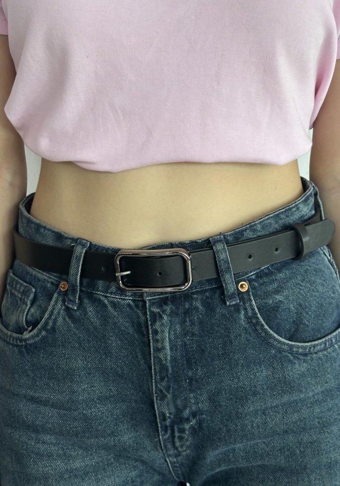 Siyah Renk Deri Detaylı Kadın Kemer