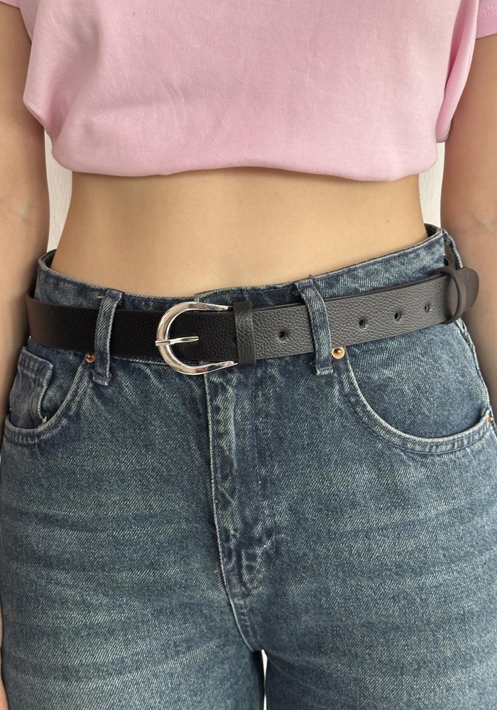 Siyah Renk Deri Detaylı Kadın Kemer