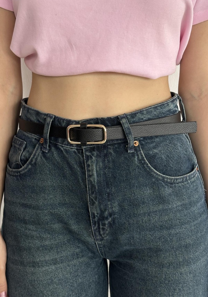 Siyah Renk Deri Detaylı Kadın Kemer