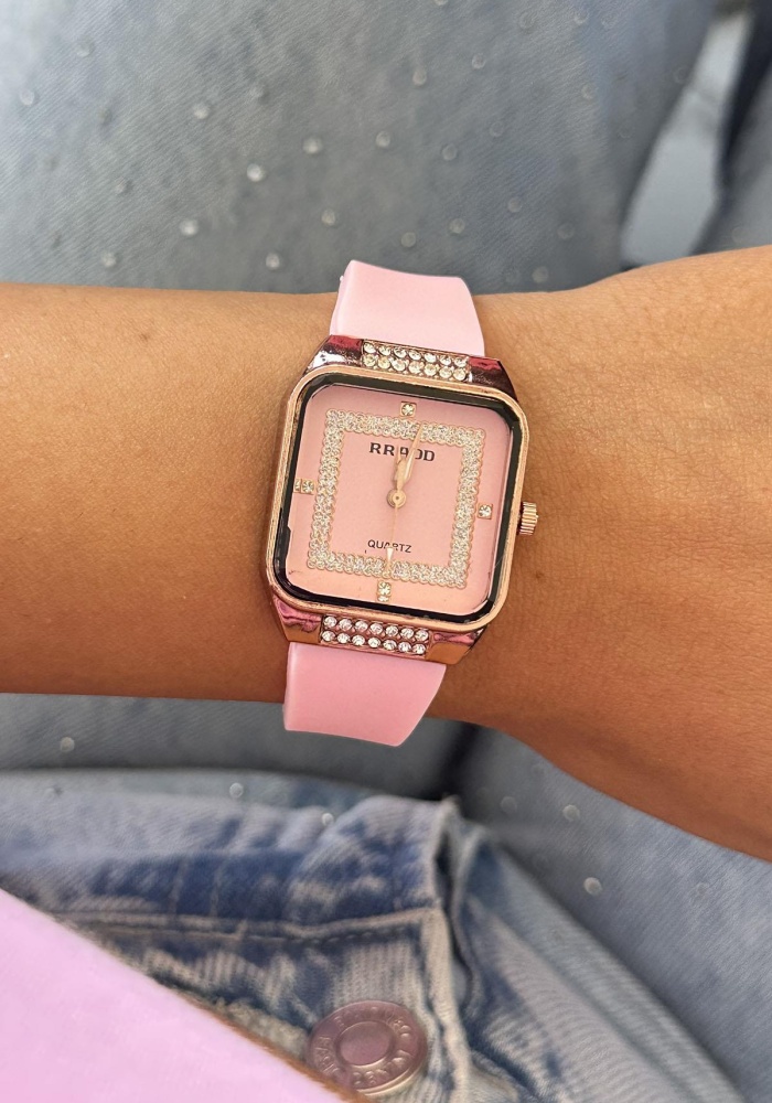 Pembe Renk Silikon Kordonlu Kadın Saat