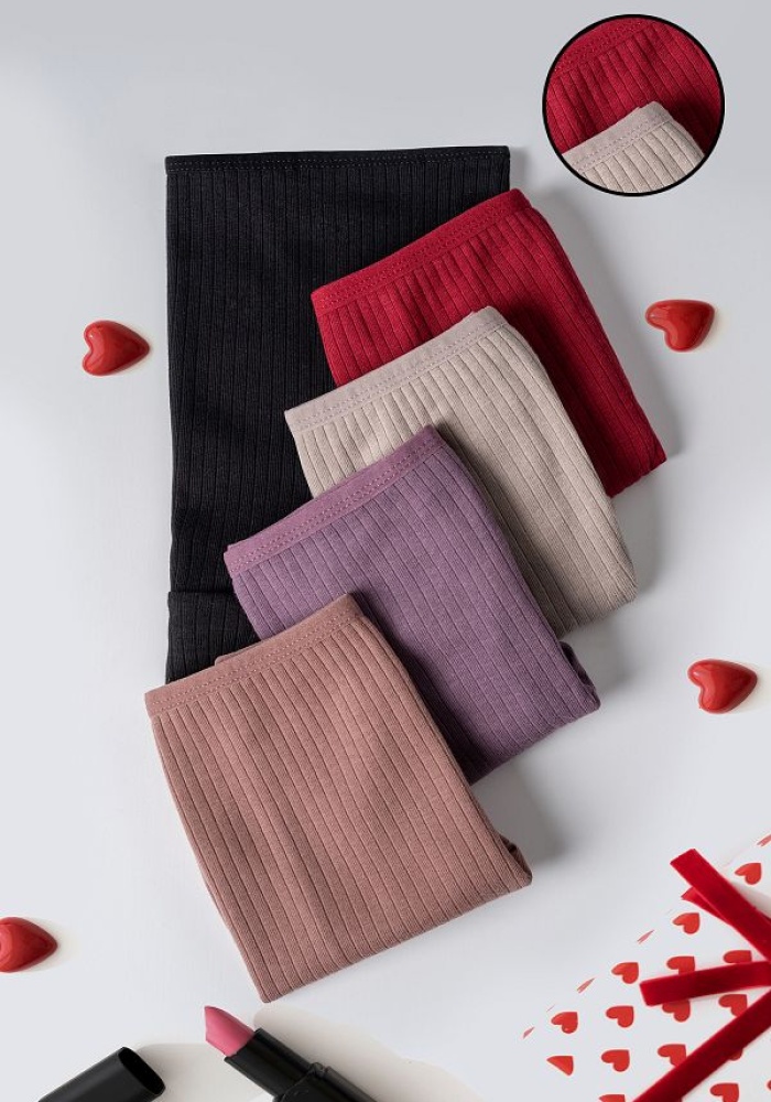 Taffy Kadın 5 li Soft Bordo Fitilli Pamuklu Külot