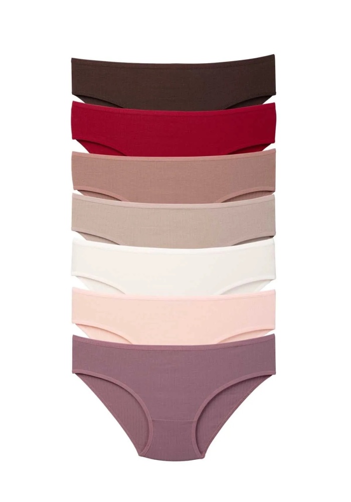 Taffy Kadın 7 li Soft Bordo Fitilli Pamuklu Külot