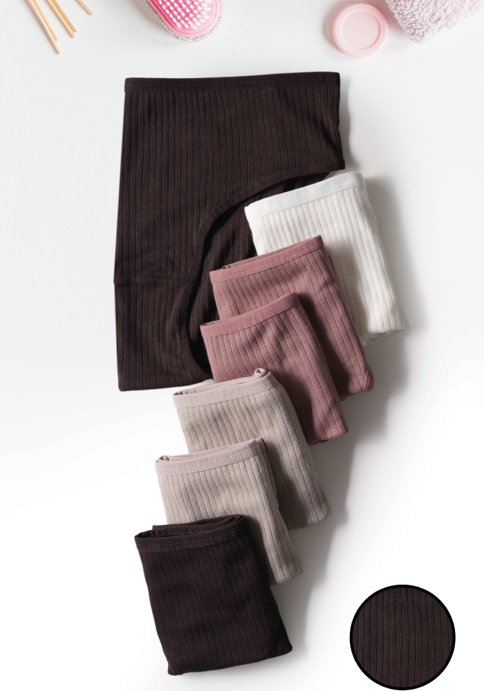 Taffy Kadın 7 li Soft Kahve Fitilli Pamuklu Külot