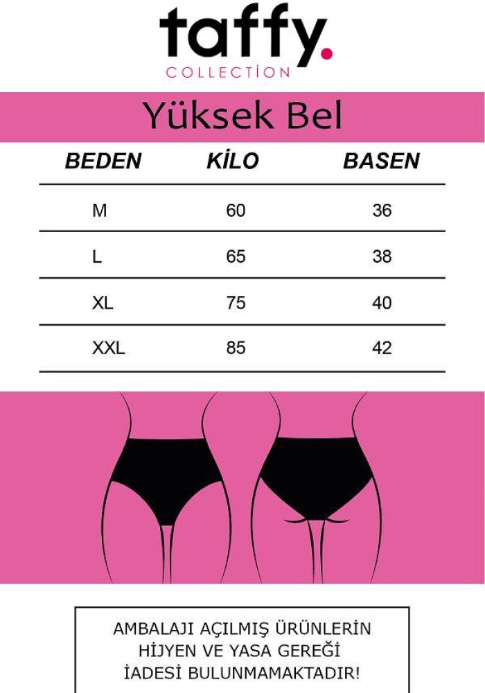 Taffy Kadın Renkli Yüksek Bel Külot Pamuklu Likralı 5li Paket