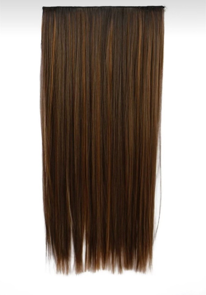 Isıya Dayanıklı Yarımay Çıt Çıt Saç - 2h6 - Kahverengi Balyaj - Düz - 60 Cm - 110 Gr