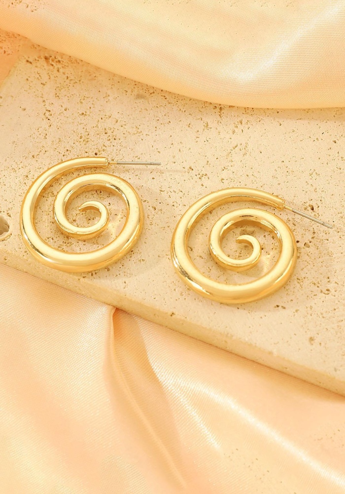 Altın Renk Spiral Halka Küpe (Çift)