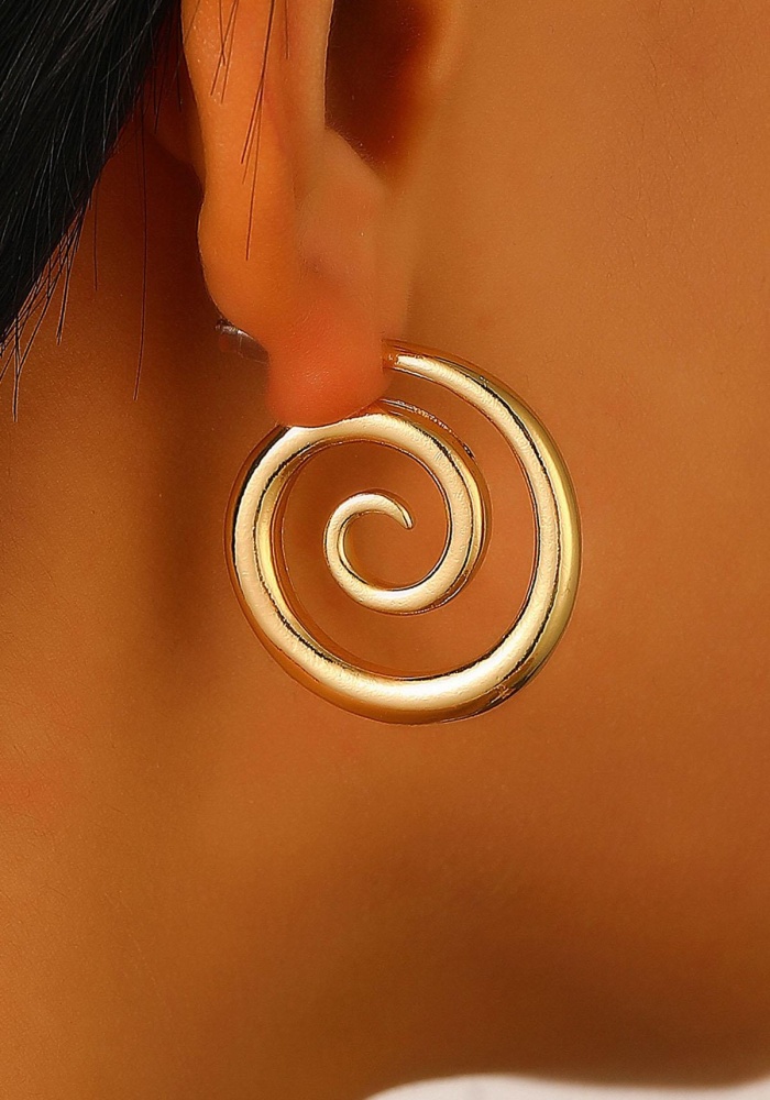 Altın Renk Spiral Halka Küpe (Çift)