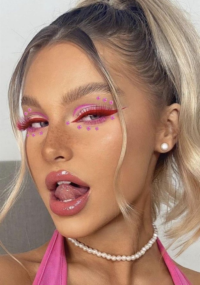 Vücut Ve Yüz Taşı/ Pembe Renk Taşlı Sticker