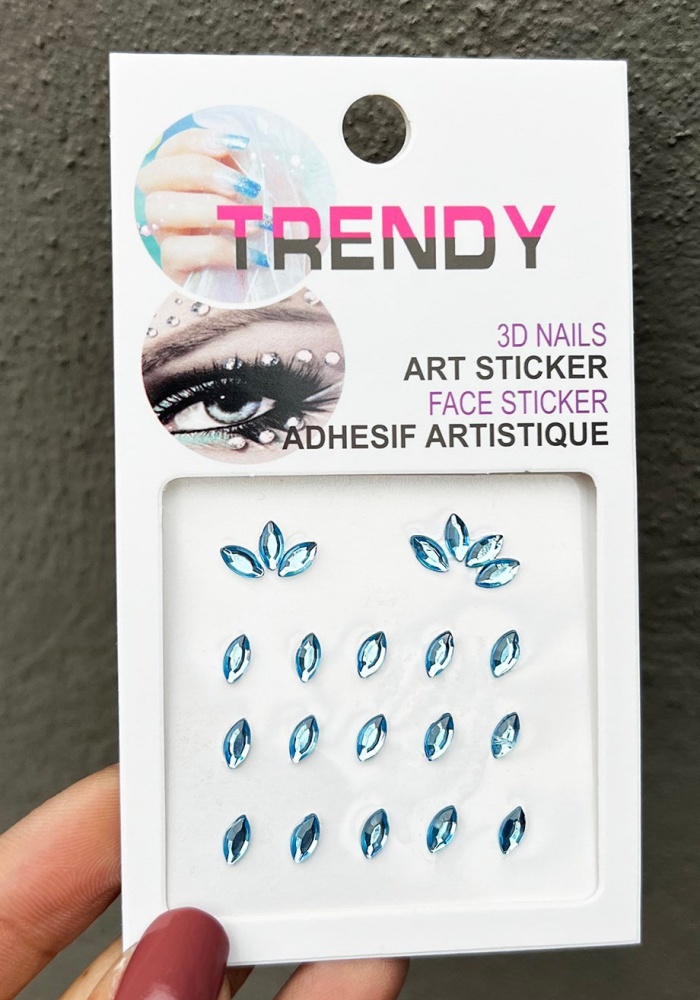 Mavi Renk Vücut Ve Yüz Taşı/ Taşlı Sticker