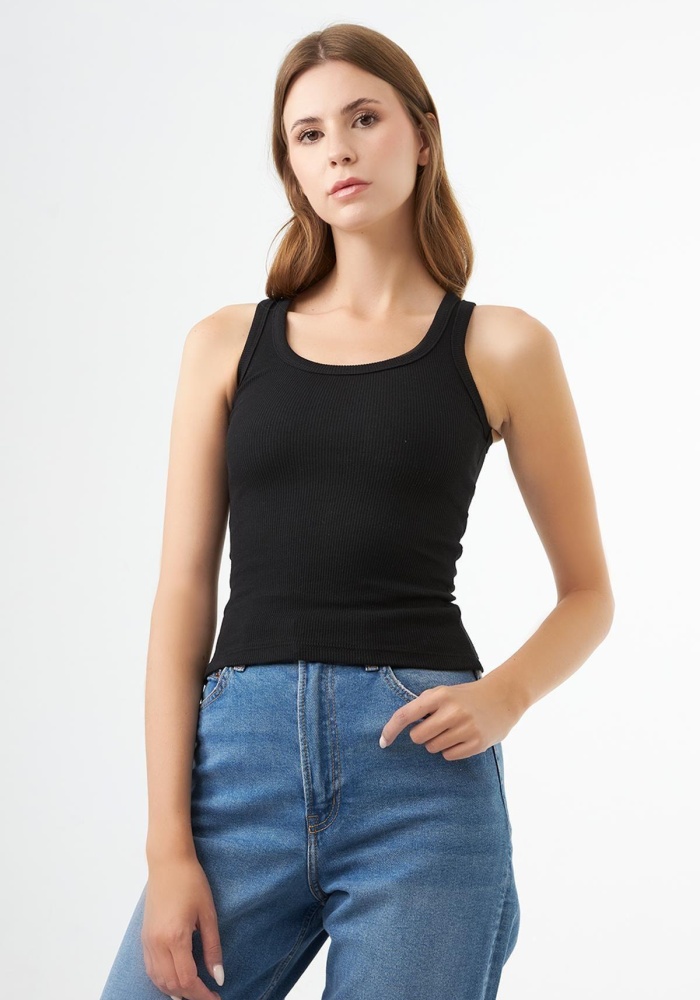 Pamuklu Kalın Askılı Fitilli Kadın Atlet CH1761