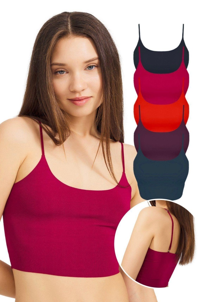 Ayarlanabilir İnce Askılı Lazer Kesim Kadın Crop Büstiyer CH1752