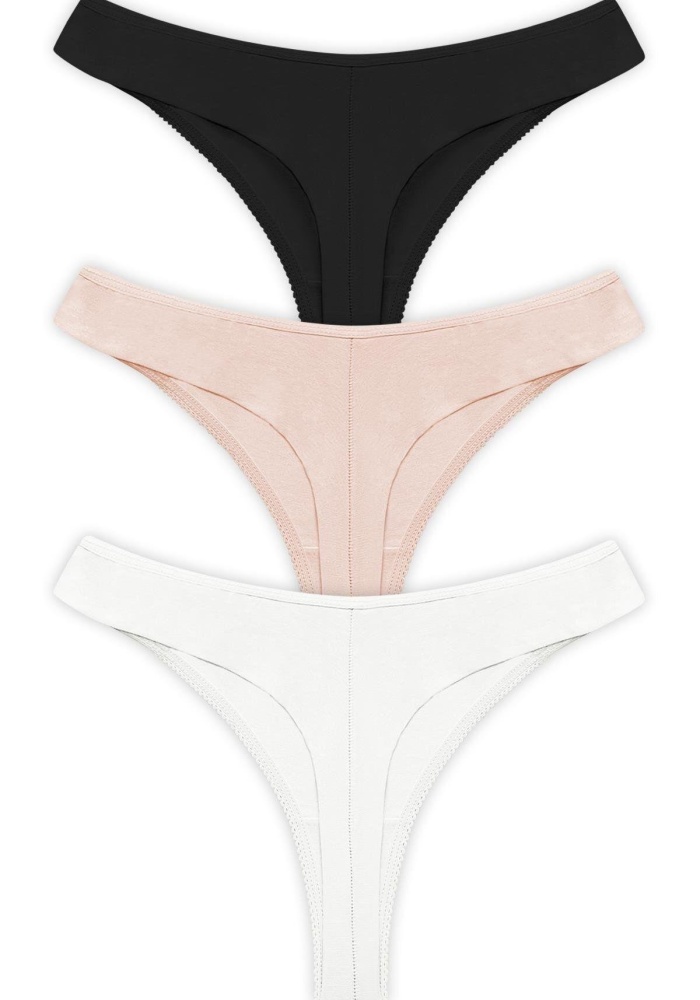 Basic Pamuklu Dantel Detaylı Kadın Tanga Külot CH6042