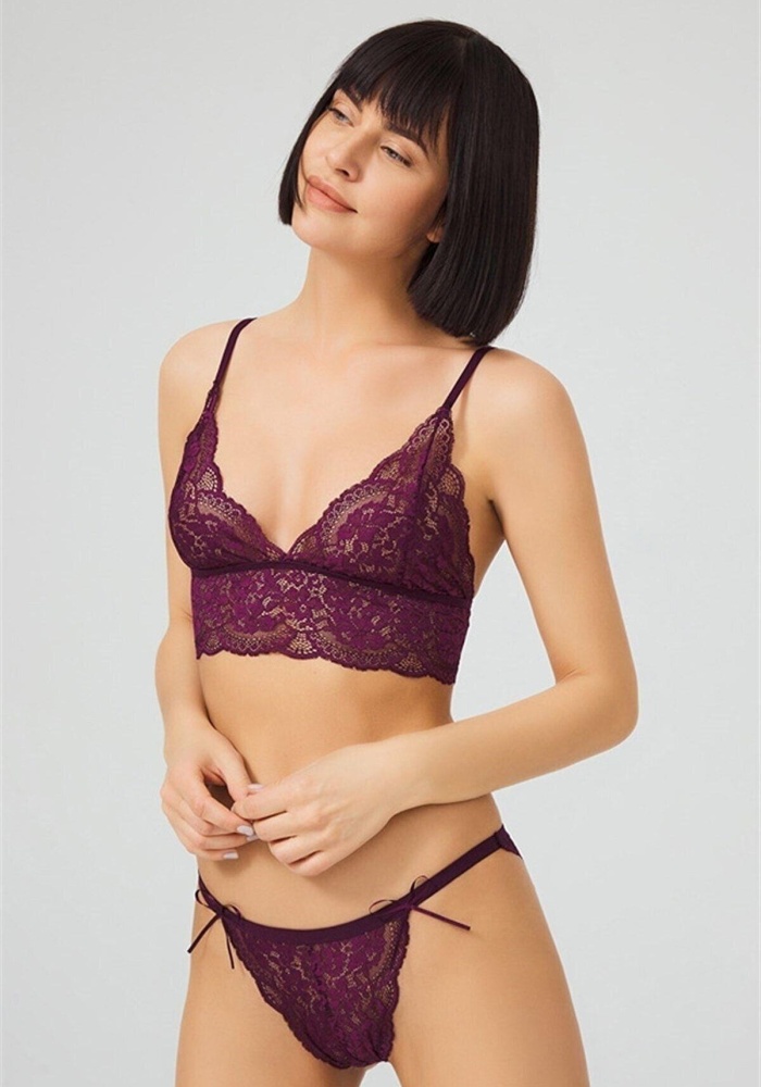 Dantelli Transparan Balensiz Kadın Sütyen Takımı CH1803