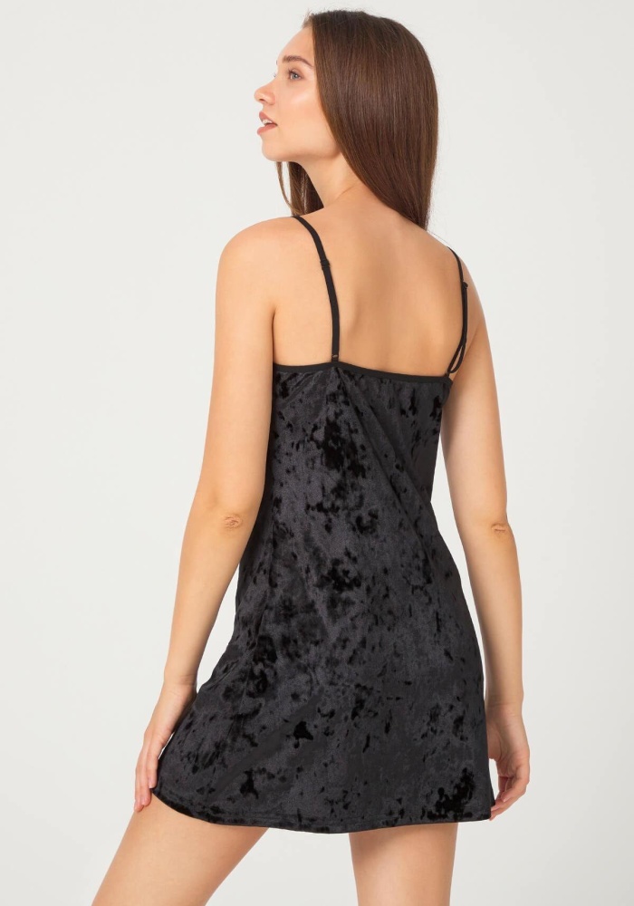 Tül Detaylı Kadife Kadın Babydoll Gecelik CH1401