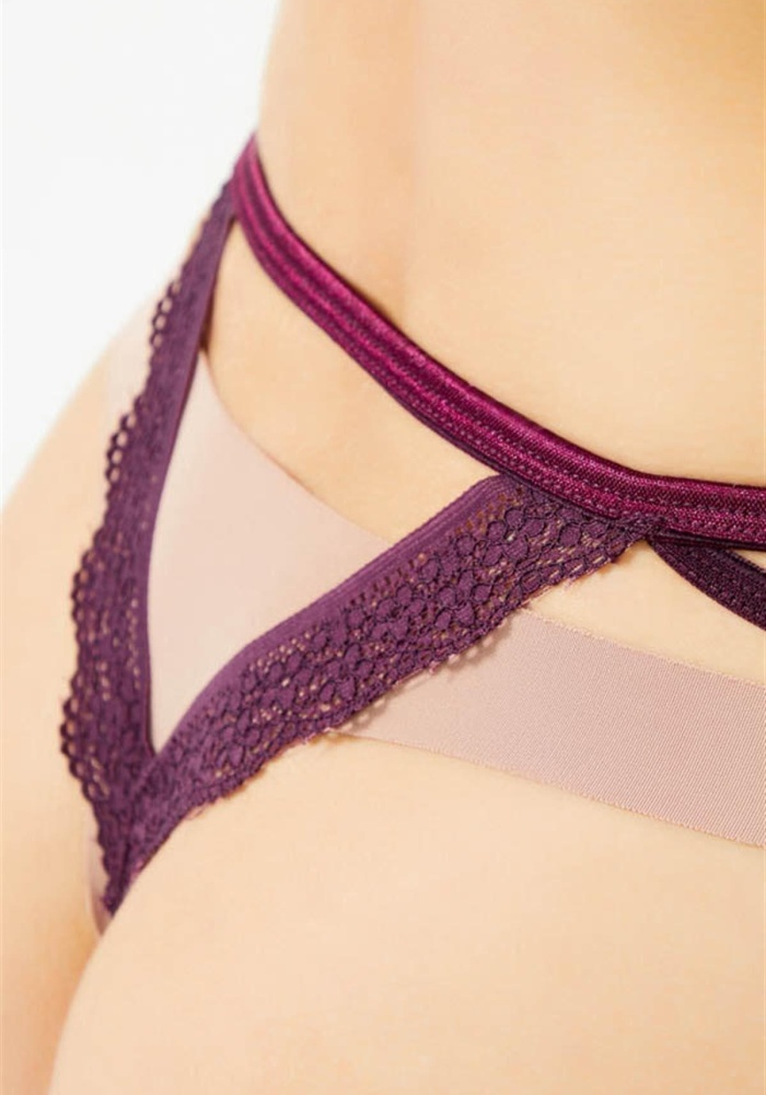 Dantelli Taş ve Tül Detaylı Özel Bölgesi Açık Kadın String Külot CH6110