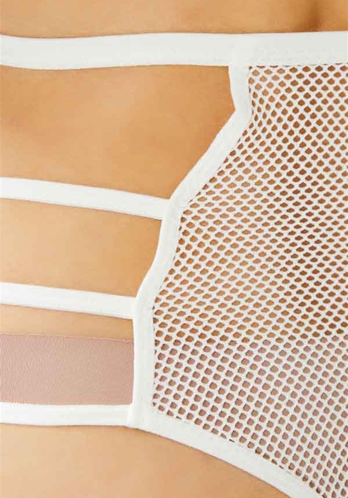 Transparan Fileli Taş ve Lastik Detaylı Yüksek Bel Kadın String Külot CH6123