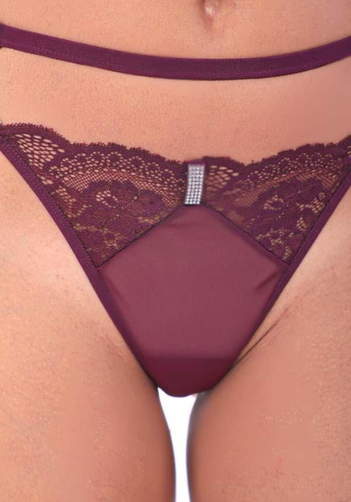 Dantelli Transparan Ayarlanabilir Lastikli Kadın String Külot CH6129