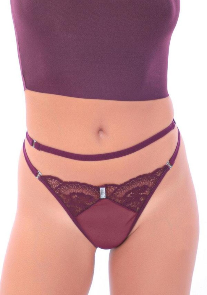 Dantelli Transparan Ayarlanabilir Lastikli Kadın String Külot CH6129