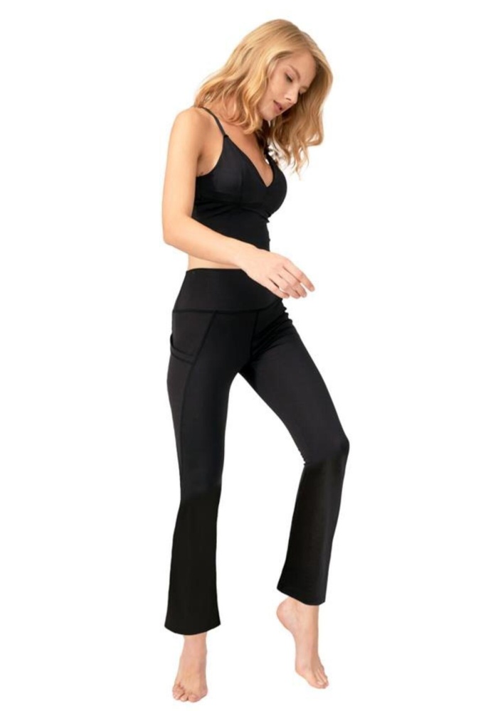 Yüksek Bel Çift Cepli İspanyol Paça Kadın Tayt CH1073