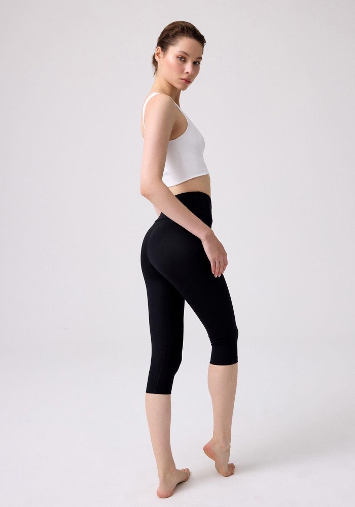 Toparlayıcı Yüksek Bel Diz Altı Kadın Kapri Tayt CH1071