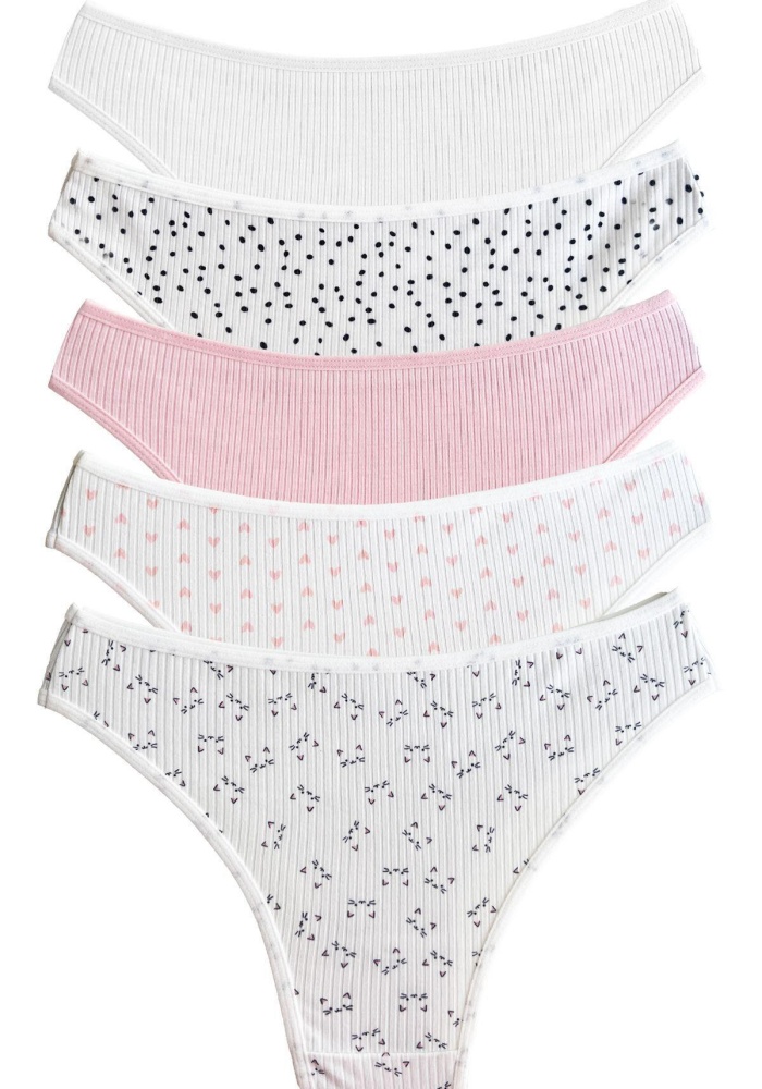 Kadın Pamuklu ve Likrali Fitilli Kaşkorse Desenli Kadın Brezilya Külot CH6181