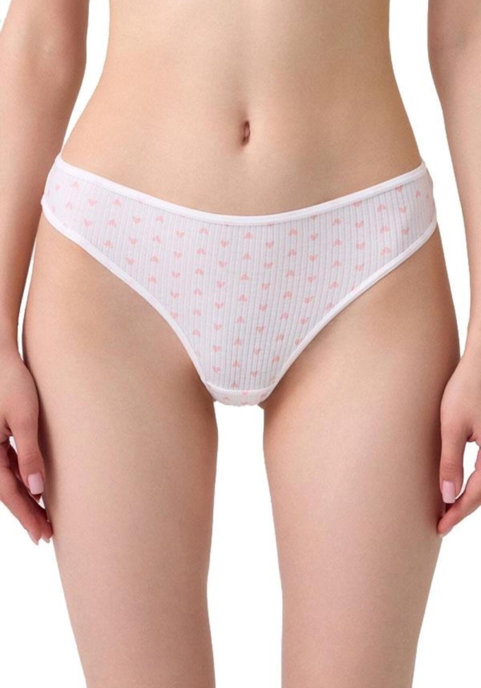 Kadın Pamuklu ve Likrali Fitilli Kaşkorse Desenli Kadın Brezilya Külot CH6181