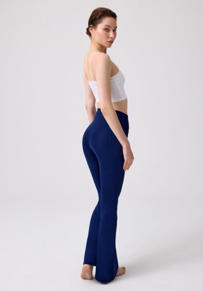 Yüksek Bel Çift Cepli İspanyol Paça Kadın Tayt CH1073