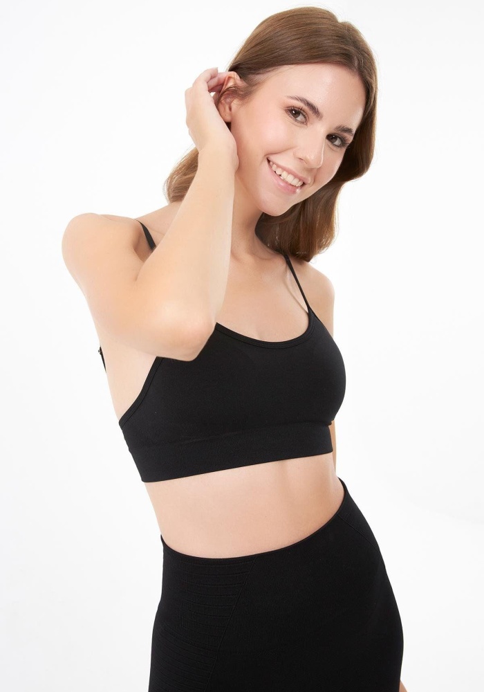 İp Askılı Çıkarılabilir Kaplı Seamless Crop Atlet CH1091