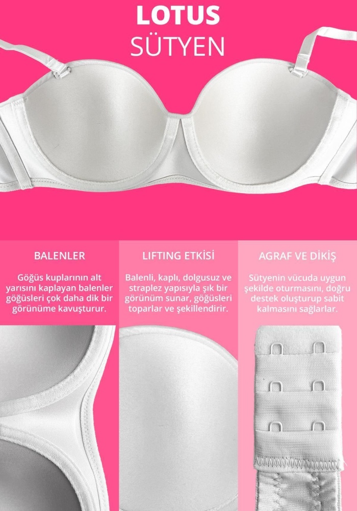Balenli Toparlayıcı Dolgusuz Straplez Lotus Sütyen CH1100