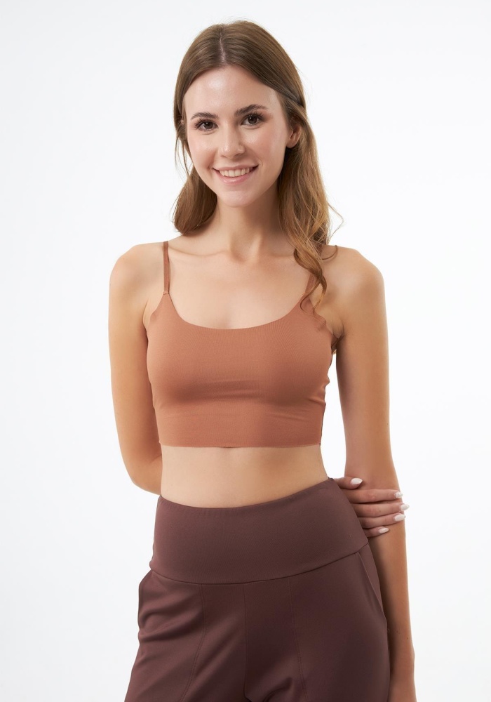 Ayarlanabilir İnce Askılı Lazer Kesim Kadın Crop Büstiyer CH1752