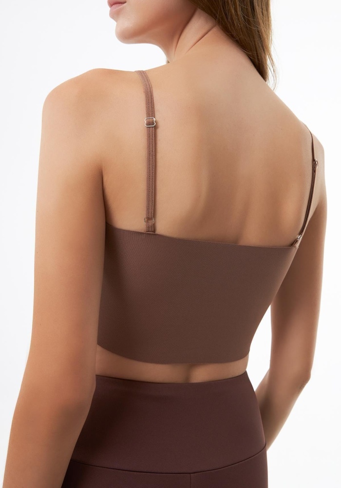 Ayarlanabilir İnce Askılı Lazer Kesim Kadın Crop Büstiyer CH1752