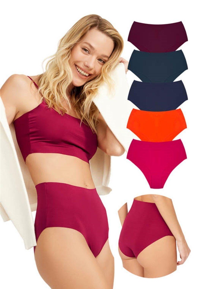 Yüksek Bel Basic Lazer Kesim Kadın Bikini Külot CH0296