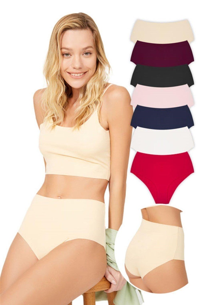 Yüksek Bel Basic Lazer Kesim Kadın Bikini Külot CH0296