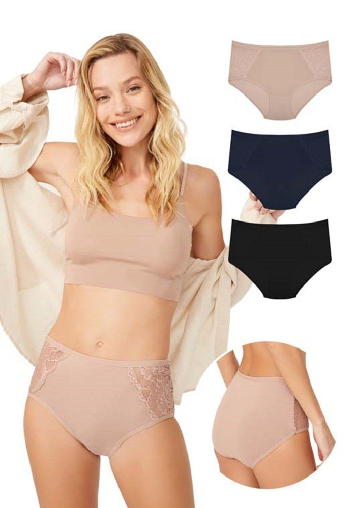 Büyük Beden Dantelli Klasik Pamuk Kadın Bato Big Size Bikini  Külot CH0740