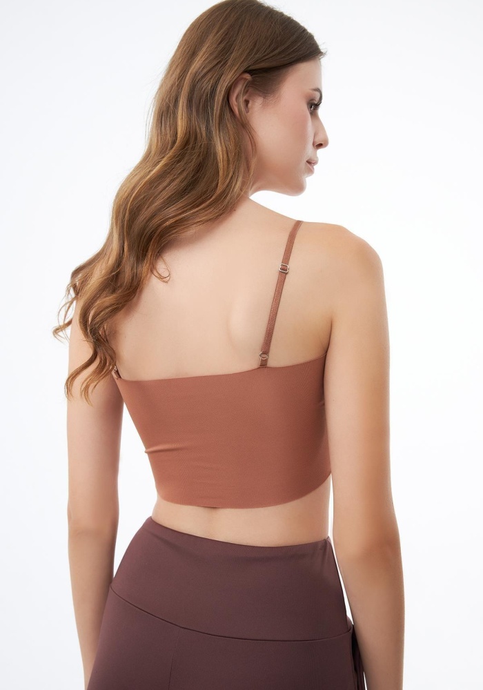 Ayarlanabilir İnce Askılı Lazer Kesim Kadın Crop Büstiyer CH1752