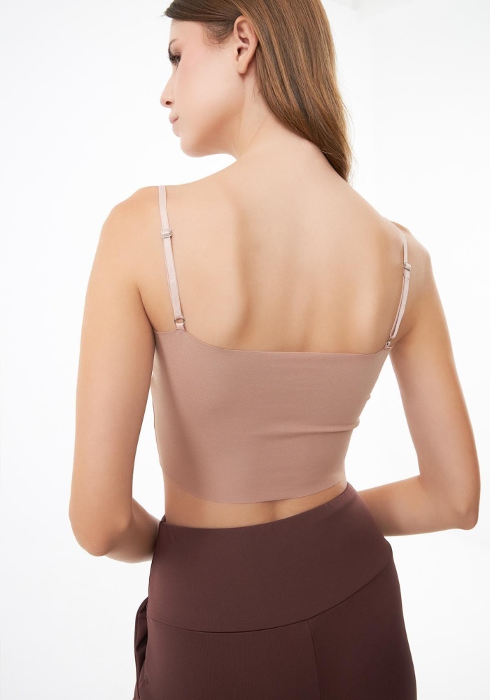 Ayarlanabilir İnce Askılı Lazer Kesim Kadın Crop Büstiyer CH1752