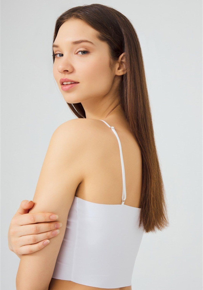 Ayarlanabilir İnce Askılı Lazer Kesim Kadın Crop Büstiyer CH1752