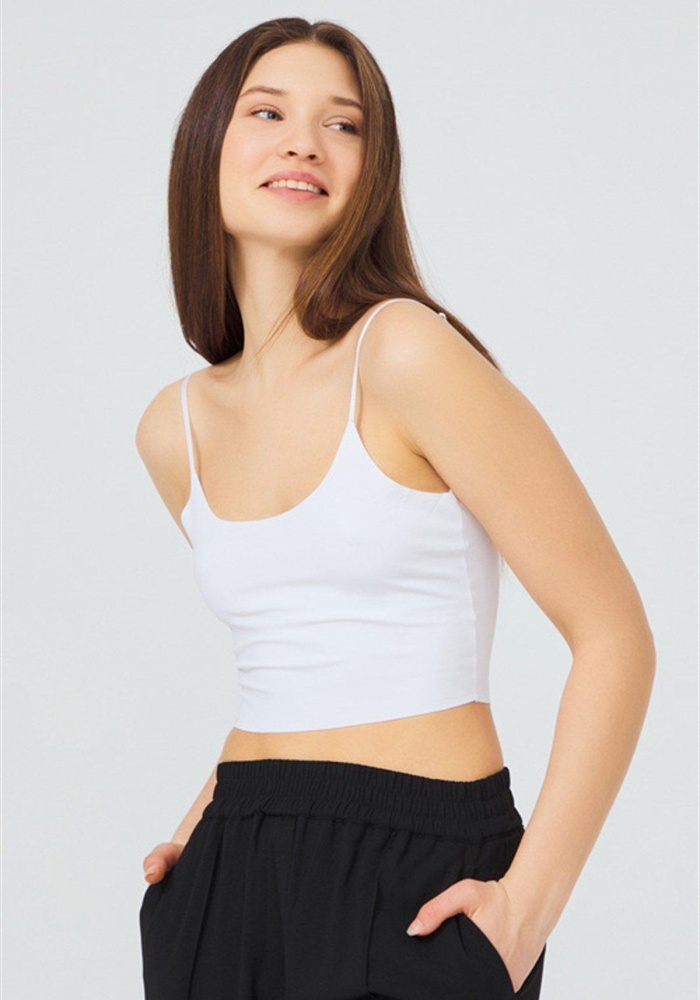 Ayarlanabilir İnce Askılı Lazer Kesim Kadın Crop Büstiyer CH1752