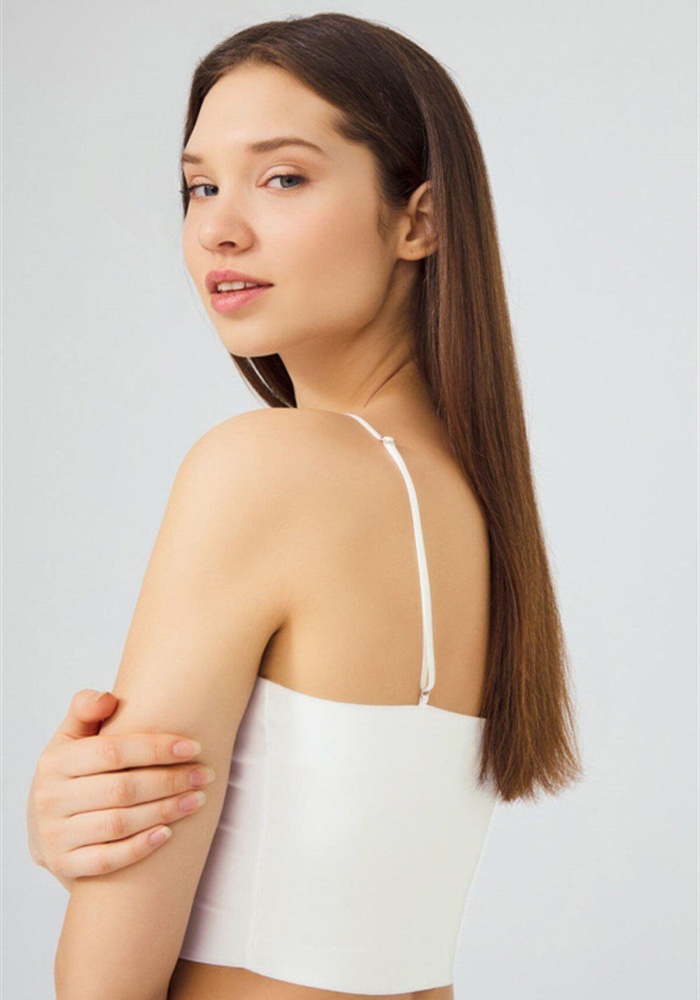 Ayarlanabilir İnce Askılı Lazer Kesim Kadın Crop Büstiyer CH1752