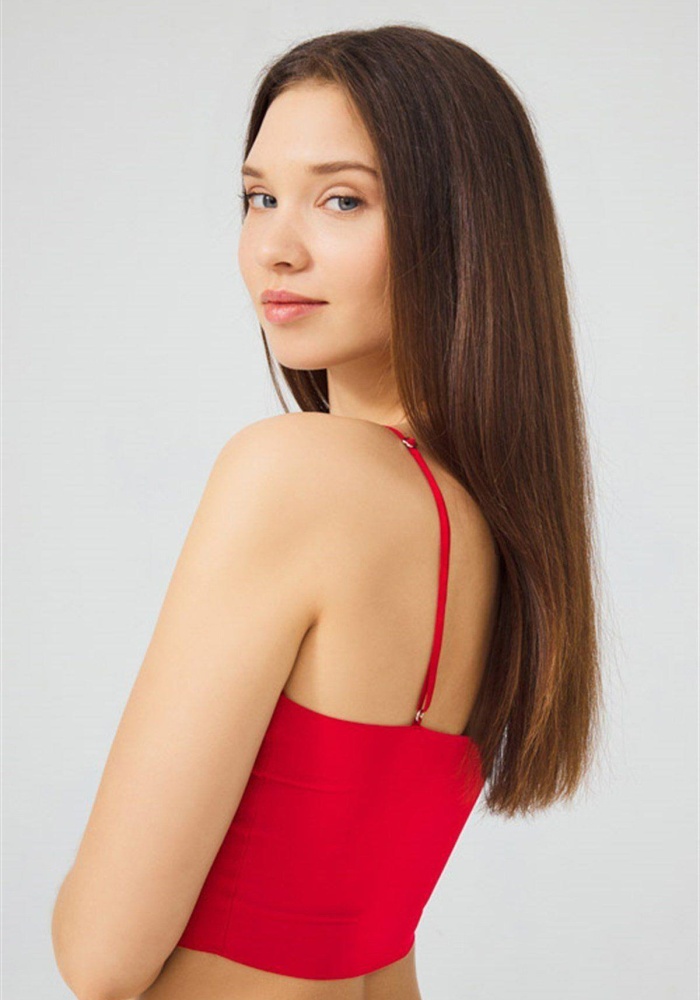 Ayarlanabilir İnce Askılı Lazer Kesim Kadın Crop Büstiyer CH1752