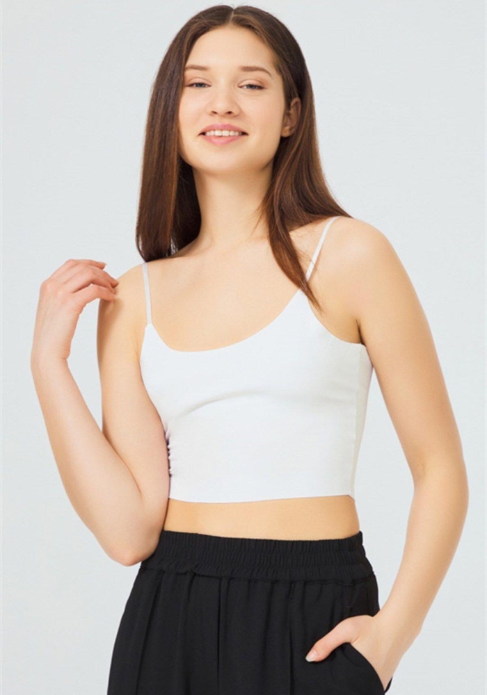 Ayarlanabilir İnce Askılı Lazer Kesim Kadın Crop Büstiyer CH1752