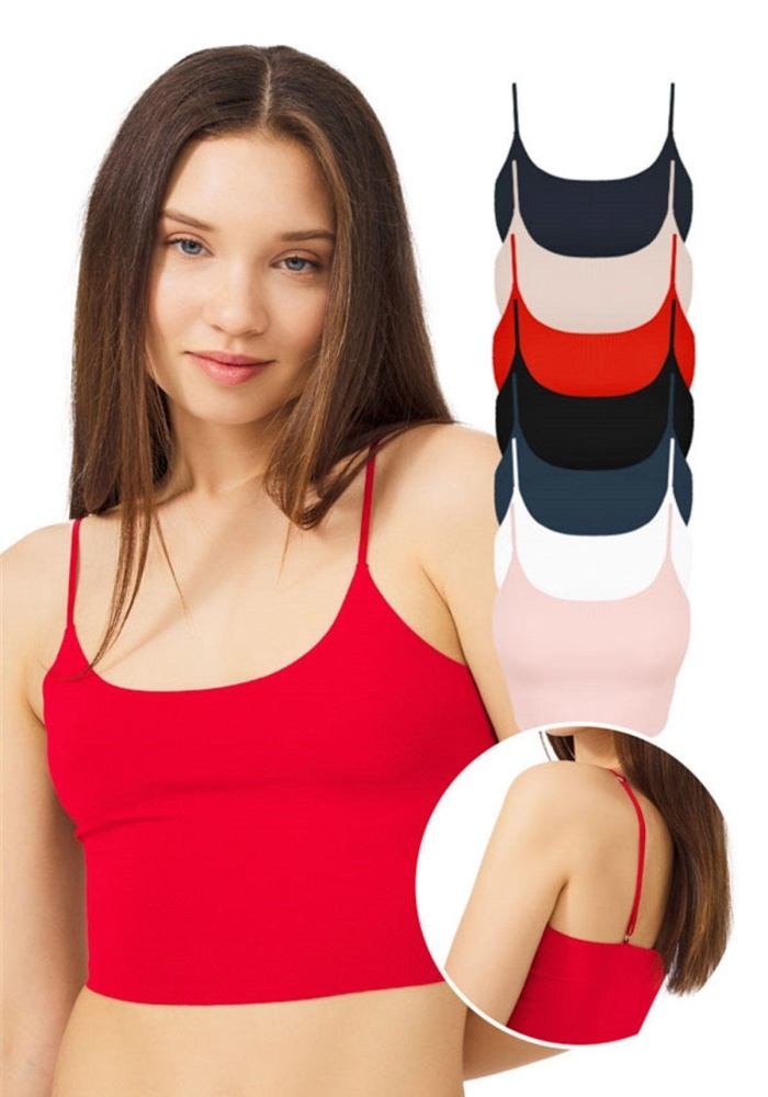 Ayarlanabilir İnce Askılı Lazer Kesim Kadın Crop Büstiyer CH1752