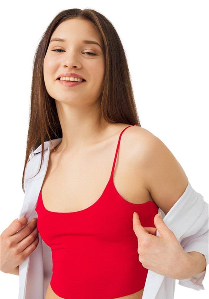 Ayarlanabilir İnce Askılı Lazer Kesim Kadın Crop Büstiyer CH1752