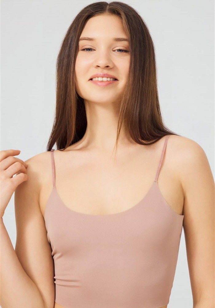 Ayarlanabilir İnce Askılı Lazer Kesim Kadın Crop Büstiyer CH1752