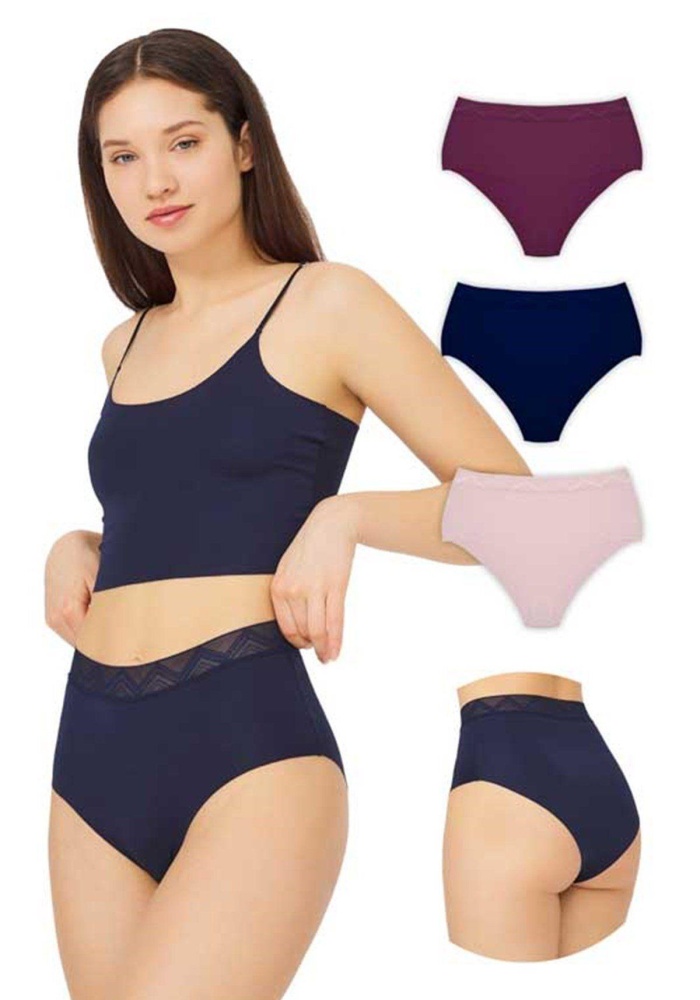 Desenli Lastikli Yüksek Bel Lazer Kesim Kadın Bikini Külot CH4039