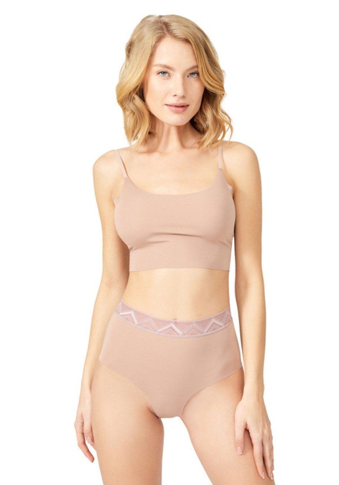 Desenli Lastikli Yüksek Bel Lazer Kesim Kadın Bikini Külot CH4039