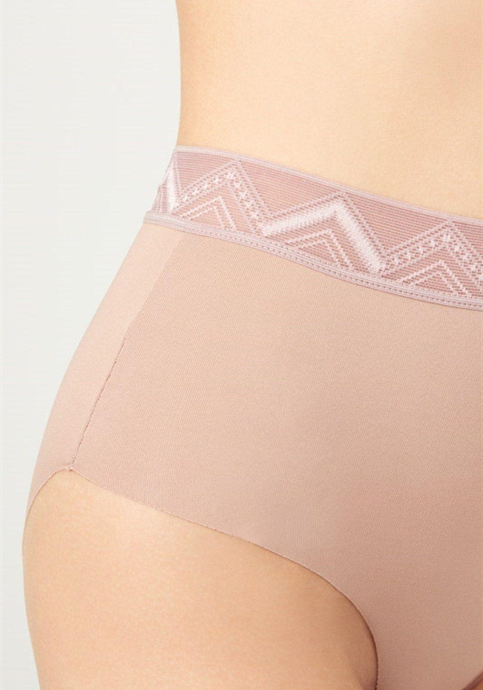 Desenli Lastikli Yüksek Bel Lazer Kesim Kadın Bikini Külot CH4039